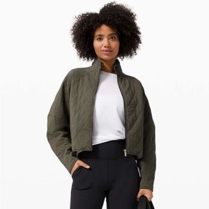 lululemon quilted calm jacket army green size 6